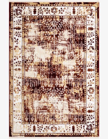 Burgundy Red Nain Design Rug