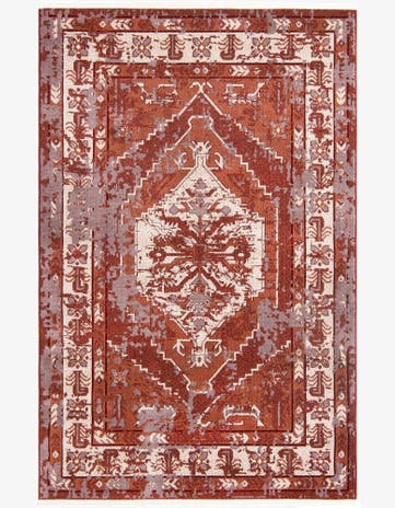 Burgundy Red Nain Design Rug