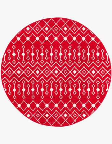 Burgundy Red Moroccan Trellis Round Rug