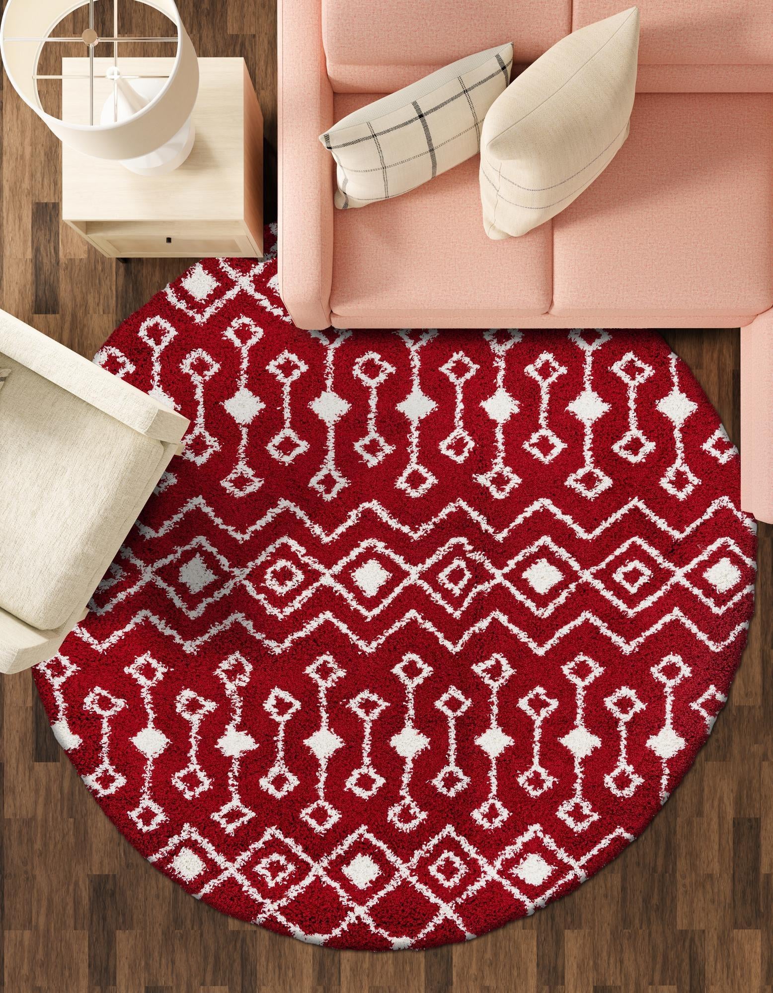 7' 10 x 7' 10 Moroccan Trellis Shag Round Rug