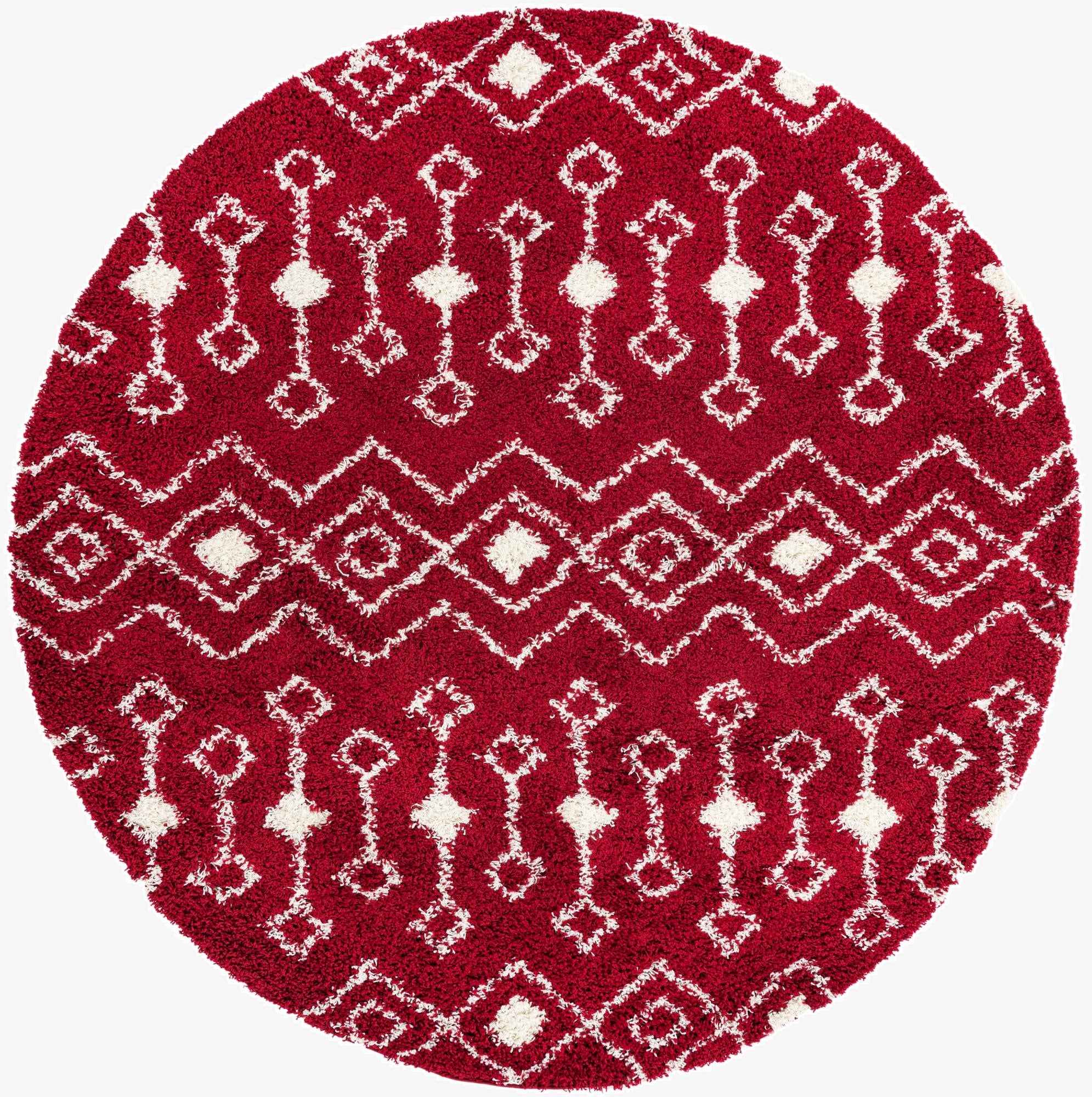 7' 10 x 7' 10 Moroccan Trellis Shag Round Rug