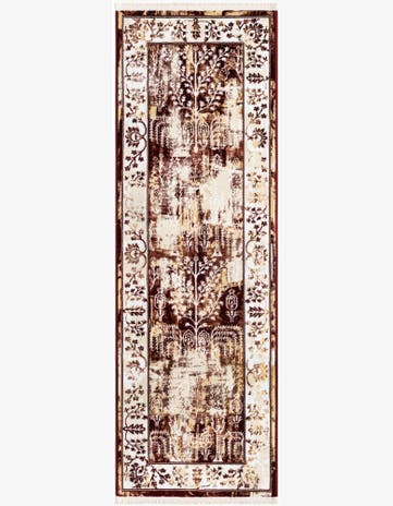 Burgundy Red Nain Design Runner Rug