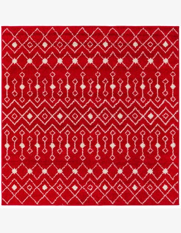 Burgundy Red Moroccan Trellis Square Rug
