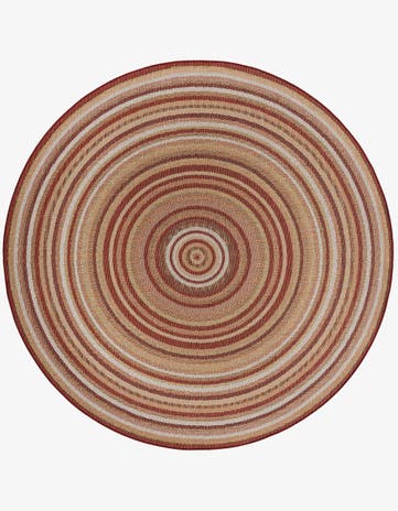 Burgundy Easy-Clean Baja Indoor / Outdoor Round Rug