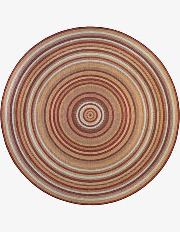 Burgundy Easy-Clean Baja Indoor / Outdoor Round Rug