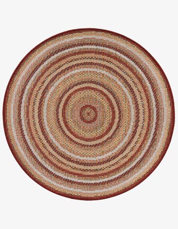 Burgundy Easy-Clean Baja Indoor / Outdoor Round Rug