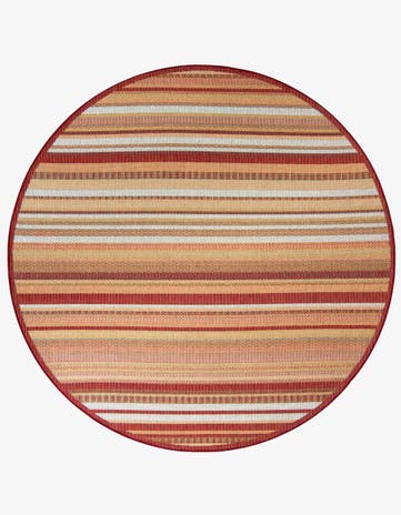 Burgundy Easy-Clean Baja Indoor / Outdoor Round Rug