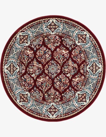 Burgundy Nain Design Round Rug