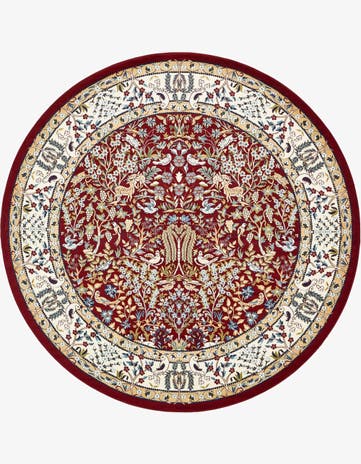 Burgundy Nain Design Round Rug