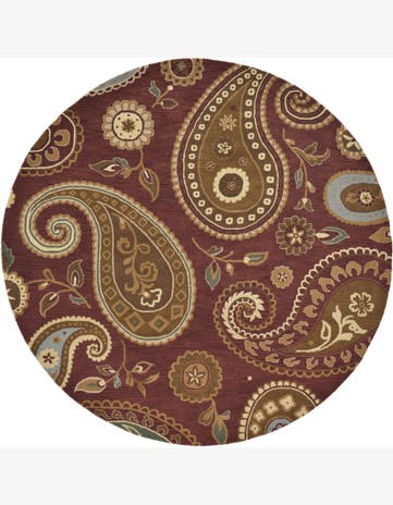 Burgundy Reproduction Gabbeh Wool Round Rug