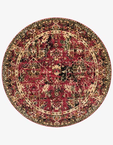Burgundy Saturn Round Rug