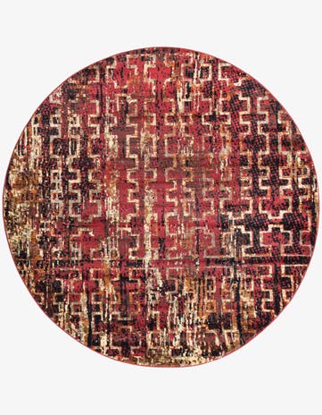 Burgundy Saturn Round Rug