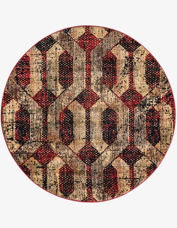Burgundy Saturn Round Rug
