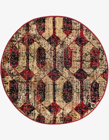 Burgundy Saturn Round Rug