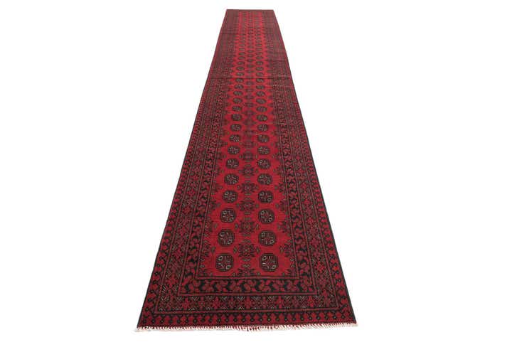 2' 8 x 19' 1 Hand Knotted Afghan Akhche Wool Runner Rug