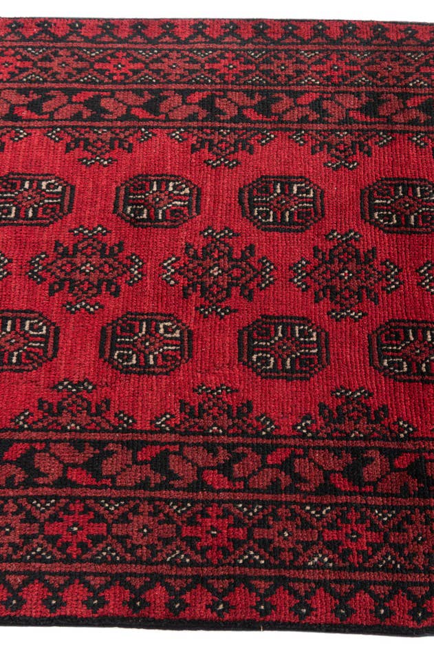 Detail image of 2' 8 x 19' 1 Hand Knotted Afghan Akhche Wool Runner Rug