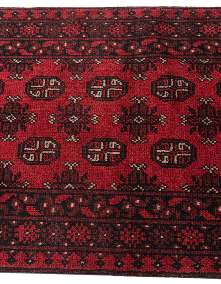 Detail image of 2' 8 x 18' 10  Hand Knotted Afghan Akhche Wool Runner Rug