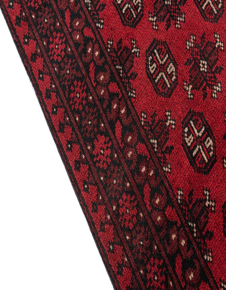 Detail image of 2' 8 x 18' 10  Hand Knotted Afghan Akhche Wool Runner Rug