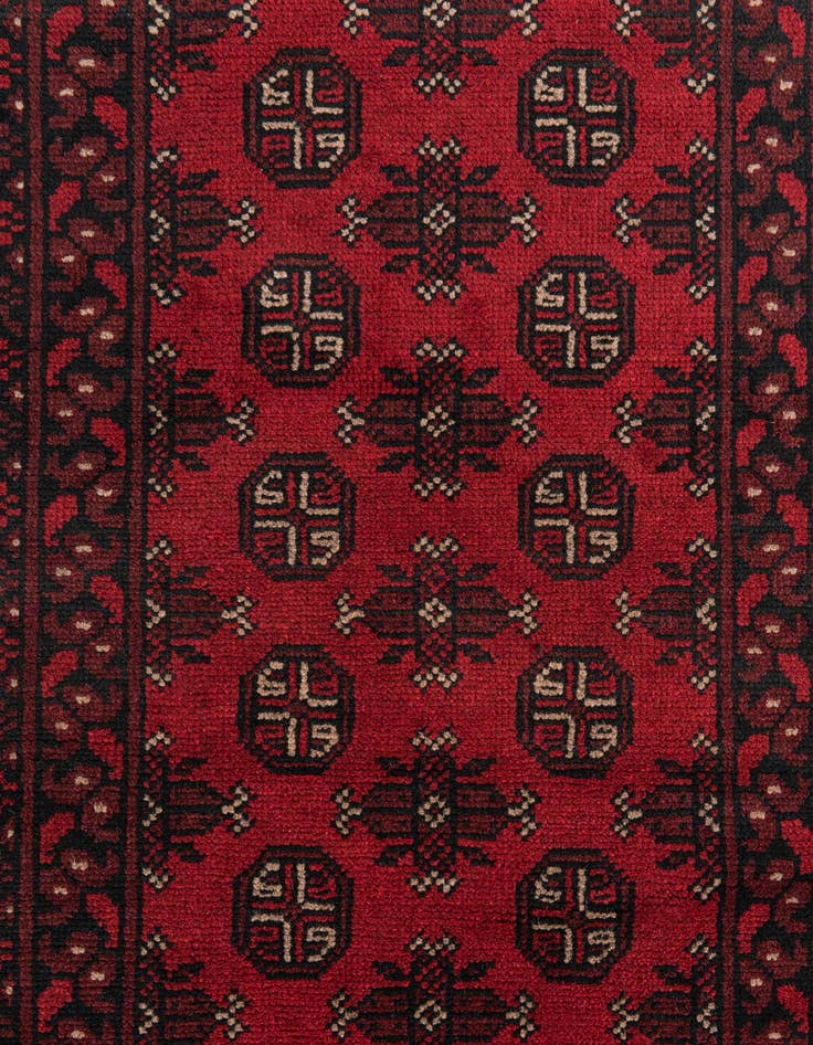 Detail image of 2' 8 x 18' 10  Hand Knotted Afghan Akhche Wool Runner Rug