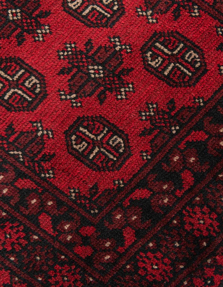 Detail image of 2' 8 x 18' 10  Hand Knotted Afghan Akhche Wool Runner Rug