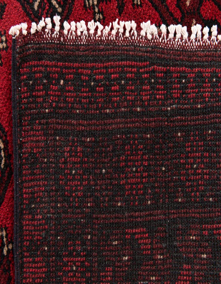 Detail image of 2' 8 x 18' 10  Hand Knotted Afghan Akhche Wool Runner Rug