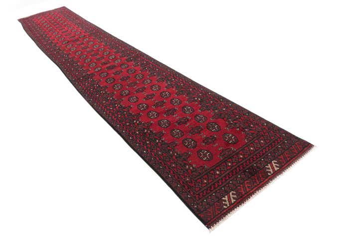 2' 7 x 15' 10 Hand Knotted Afghan Akhche Wool Runner Rug