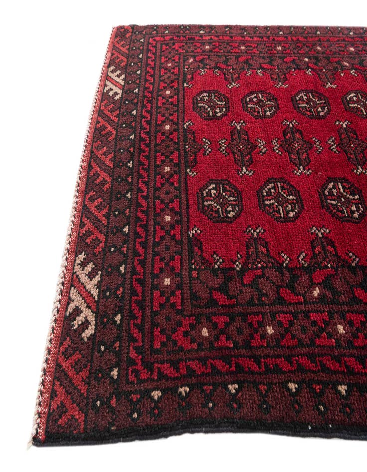 Detail image of 2' 7 x 15' 10  Hand Knotted Afghan Akhche Wool Runner Rug