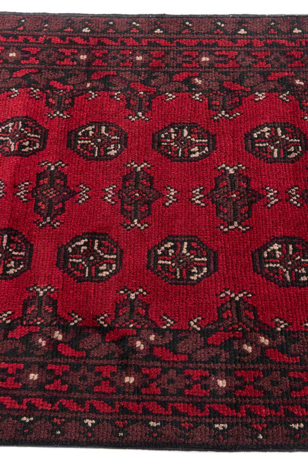 Detail image of 2' 7 x 15' 10 Hand Knotted Afghan Akhche Wool Runner Rug