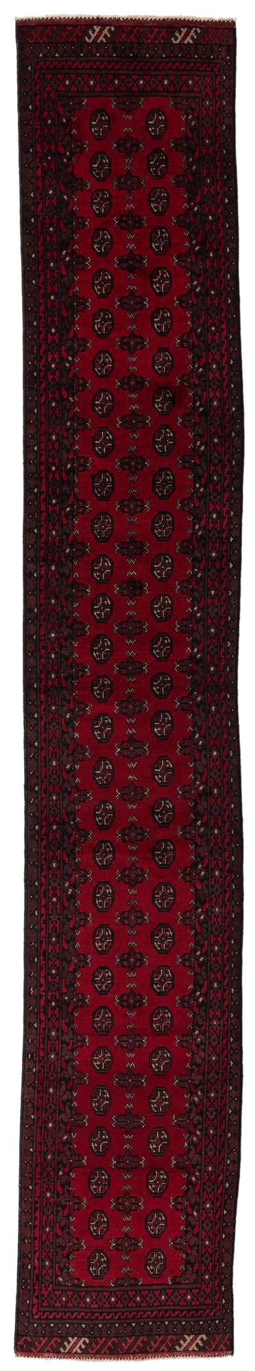 2' 7 x 15' 10 Hand Knotted Afghan Akhche Wool Runner Rug