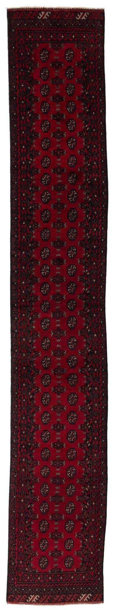 2' 7 x 15' 10 Hand Knotted Afghan Akhche Wool Runner Rug