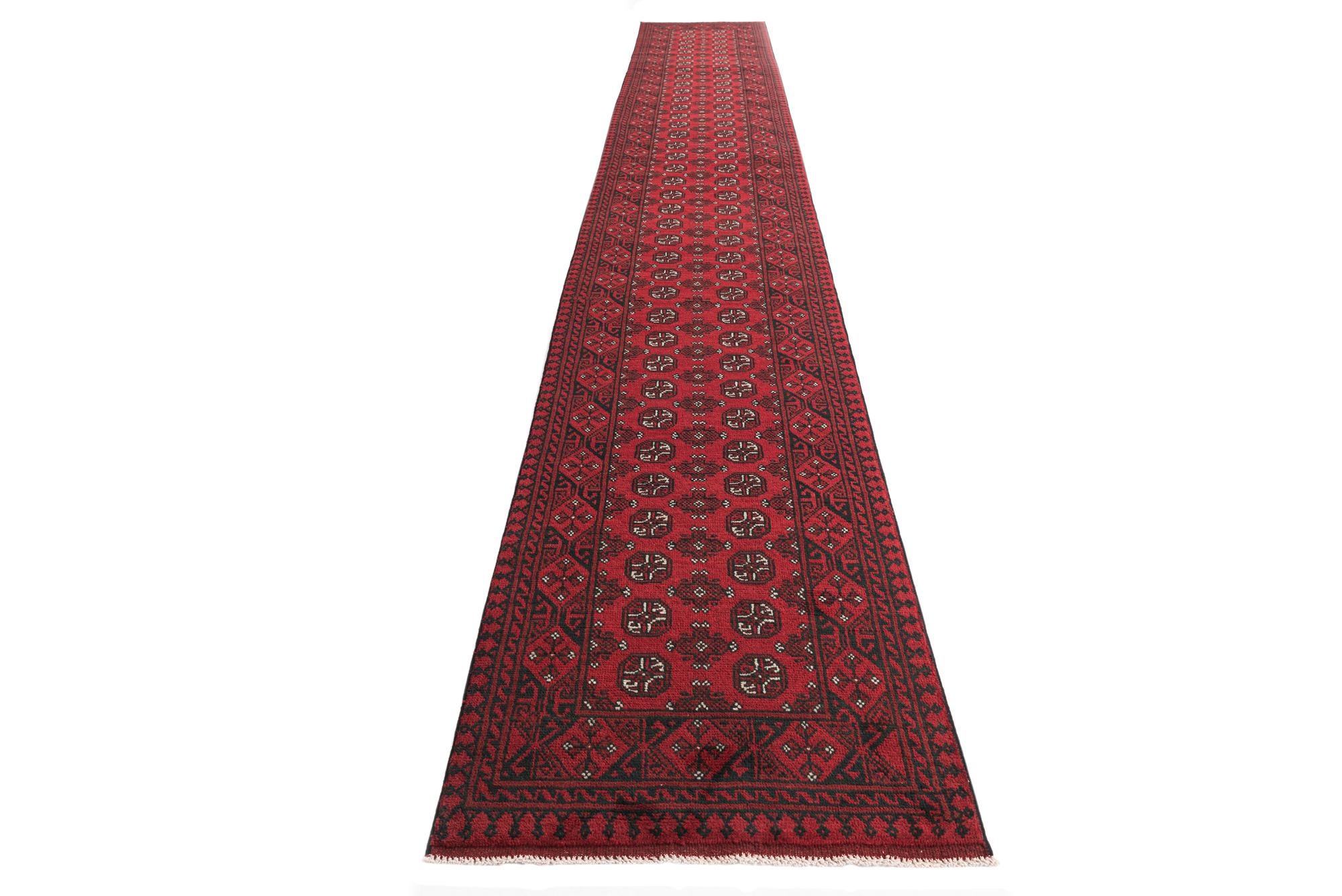 2' 8 x 18' 10 Hand Knotted Afghan Akhche Wool Runner Rug