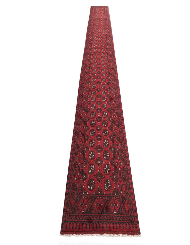 Detail image of 2' 8 x 18' 10  Hand Knotted Afghan Akhche Wool Runner Rug