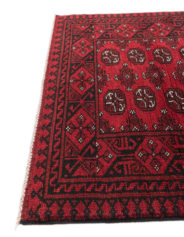 Detail image of 2' 8 x 18' 10  Hand Knotted Afghan Akhche Wool Runner Rug