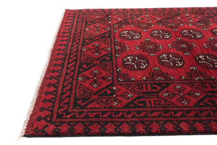 Detail image of 2' 8 x 18' 10 Hand Knotted Afghan Akhche Wool Runner Rug