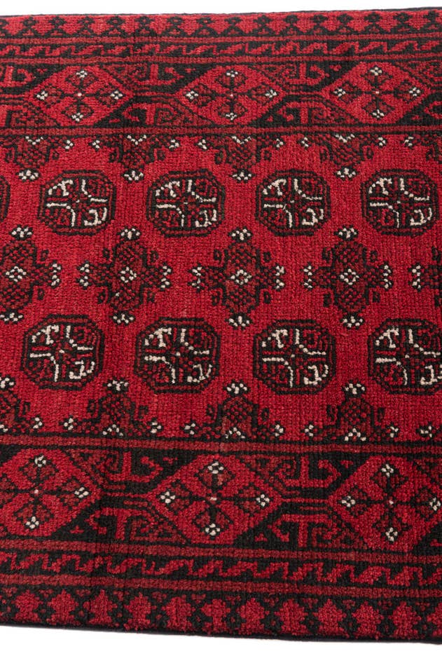 Detail image of 2' 8 x 18' 10 Hand Knotted Afghan Akhche Wool Runner Rug