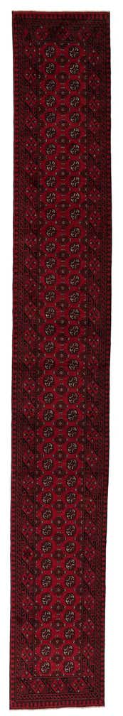 2' 8 x 18' 10 Hand Knotted Afghan Akhche Wool Runner Rug