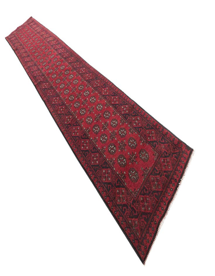 Detail image of 2' 9 x 15' 9  Hand Knotted Afghan Akhche Wool Runner Rug