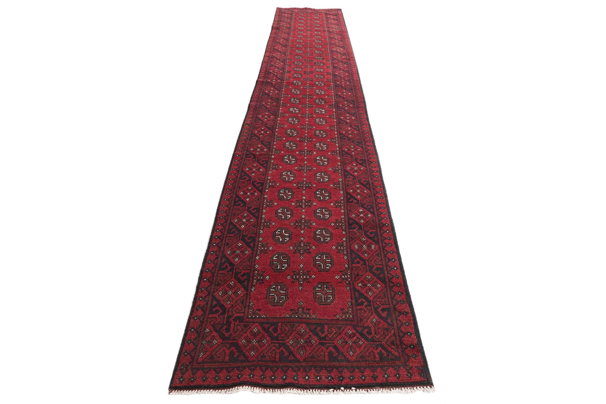 85cm x 480cm anudado a mano Afghan Akhche Alfombra Lana Pasillera