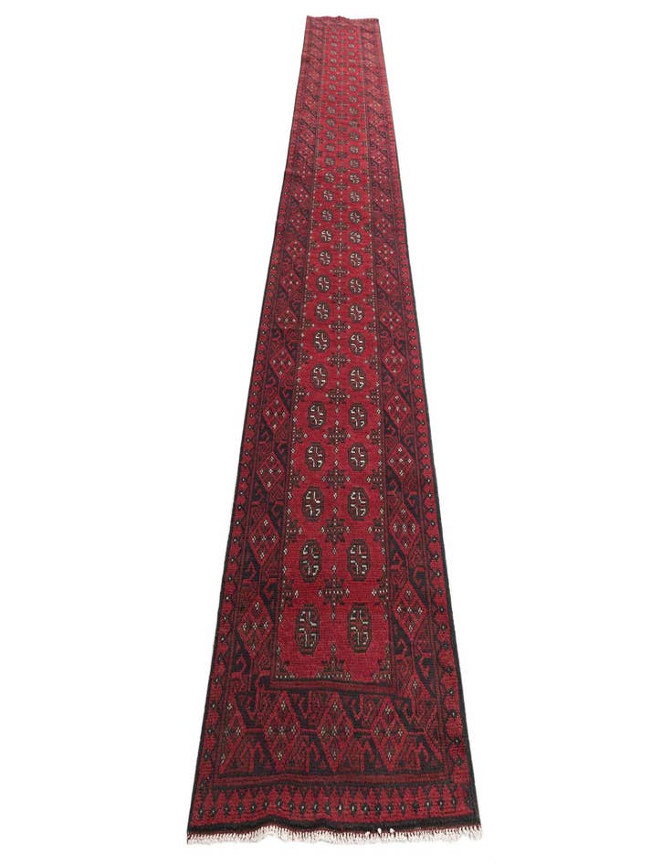 Detail image of 2' 9 x 15' 9  Hand Knotted Afghan Akhche Wool Runner Rug