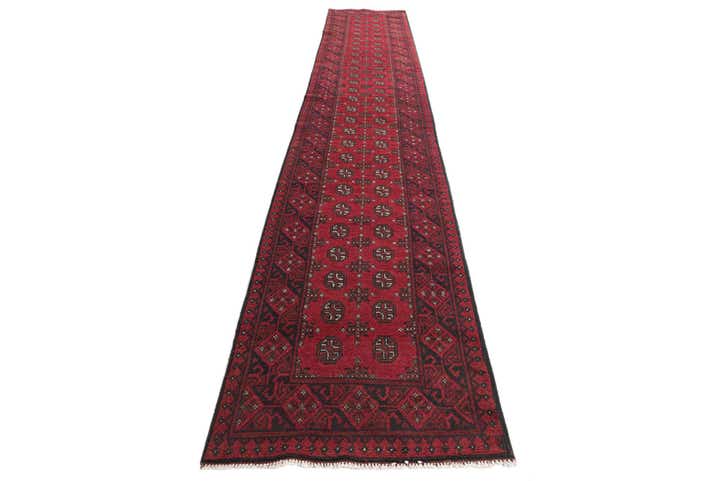 85cm x 480cm anudado a mano Afghan Akhche Alfombra Lana Pasillera