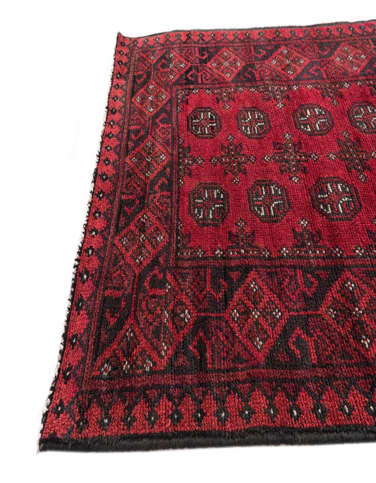 Detail image of 2' 9 x 15' 9  Hand Knotted Afghan Akhche Wool Runner Rug