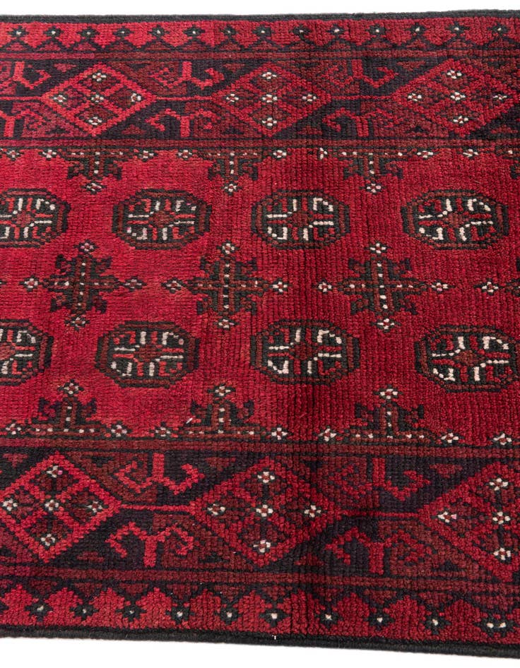 Detail image of 2' 9 x 15' 9  Hand Knotted Afghan Akhche Wool Runner Rug