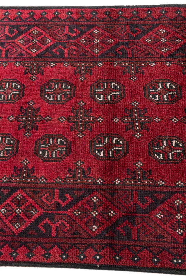 Detail image of 85cm x 480cm anudado a mano Afghan Akhche Alfombra Lana Pasillera