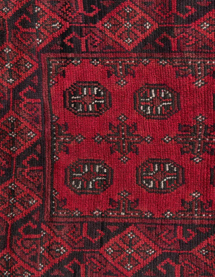 Detail image of 2' 9 x 15' 9  Hand Knotted Afghan Akhche Wool Runner Rug