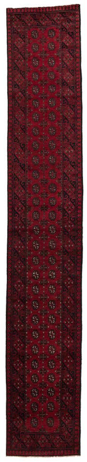 Detail image of 85cm x 480cm anudado a mano Afghan Akhche Alfombra Lana Pasillera