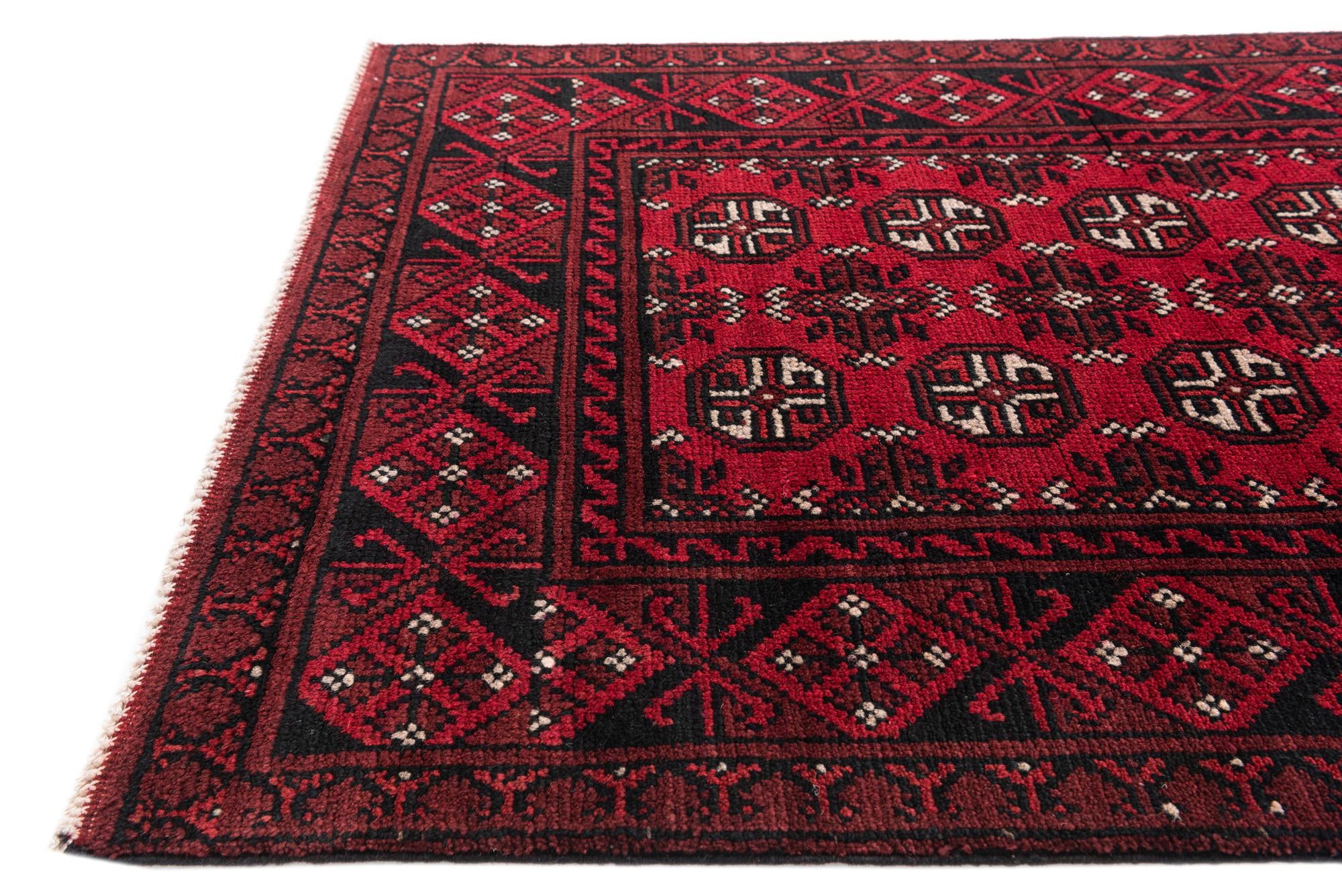 2' 7 x 18' 8 Hand Knotted Afghan Akhche Wool Runner Rug