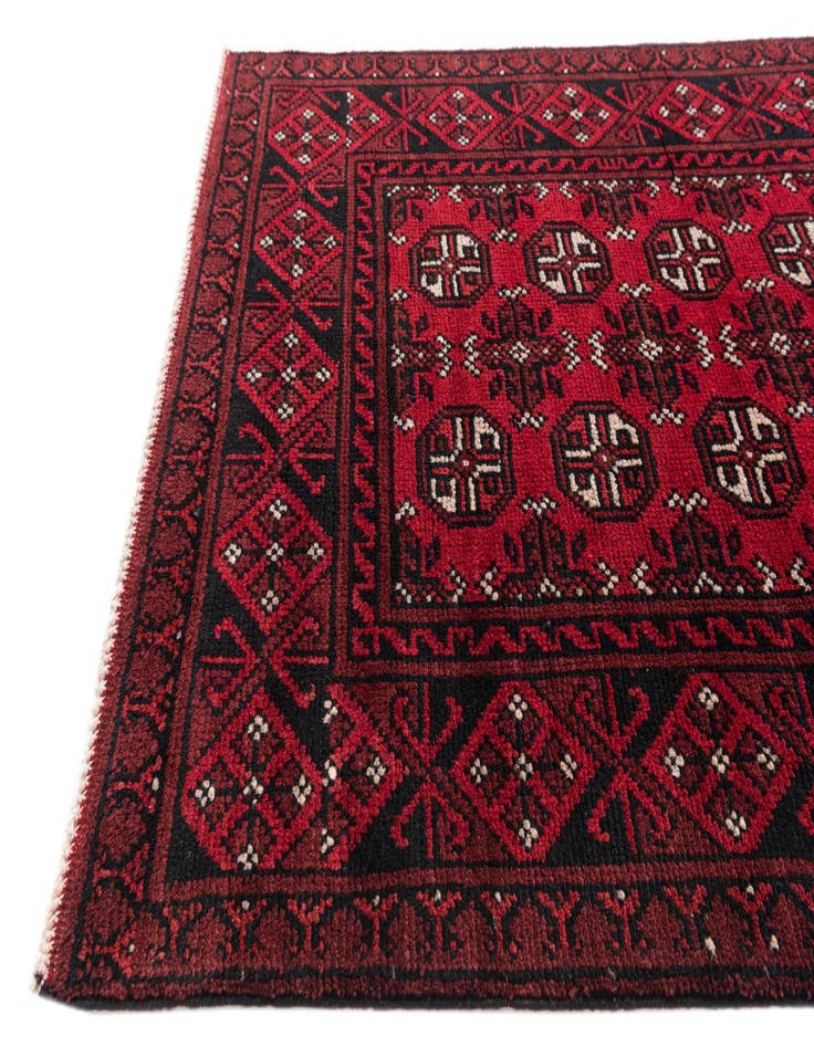 Detail image of 2' 7 x 18' 8  Hand Knotted Afghan Akhche Wool Runner Rug