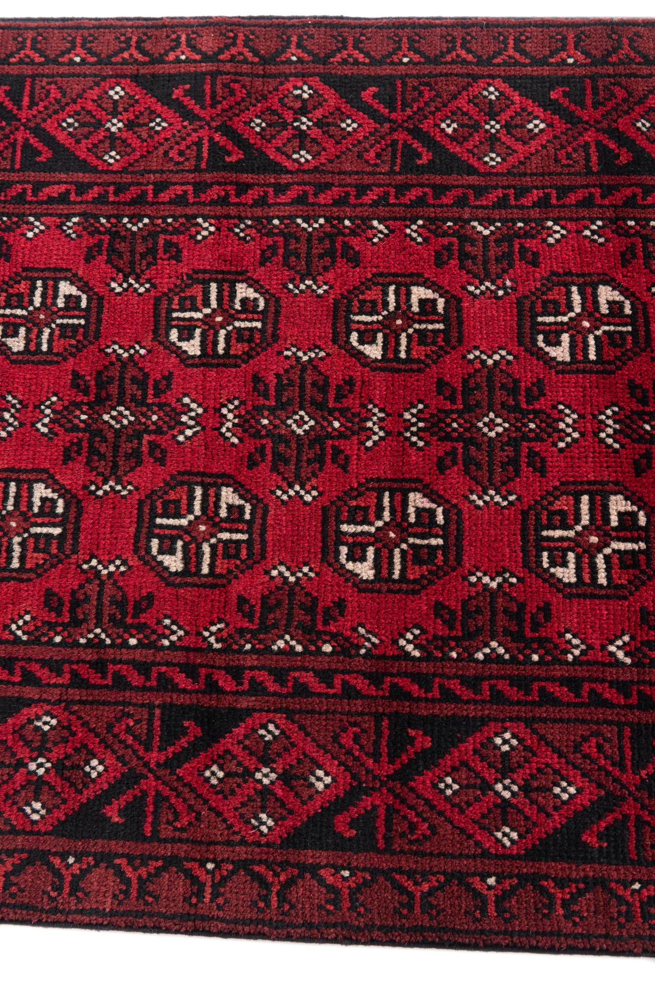 2' 7 x 18' 8 Hand Knotted Afghan Akhche Wool Runner Rug