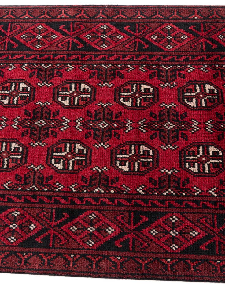 Detail image of 2' 7 x 18' 8  Hand Knotted Afghan Akhche Wool Runner Rug