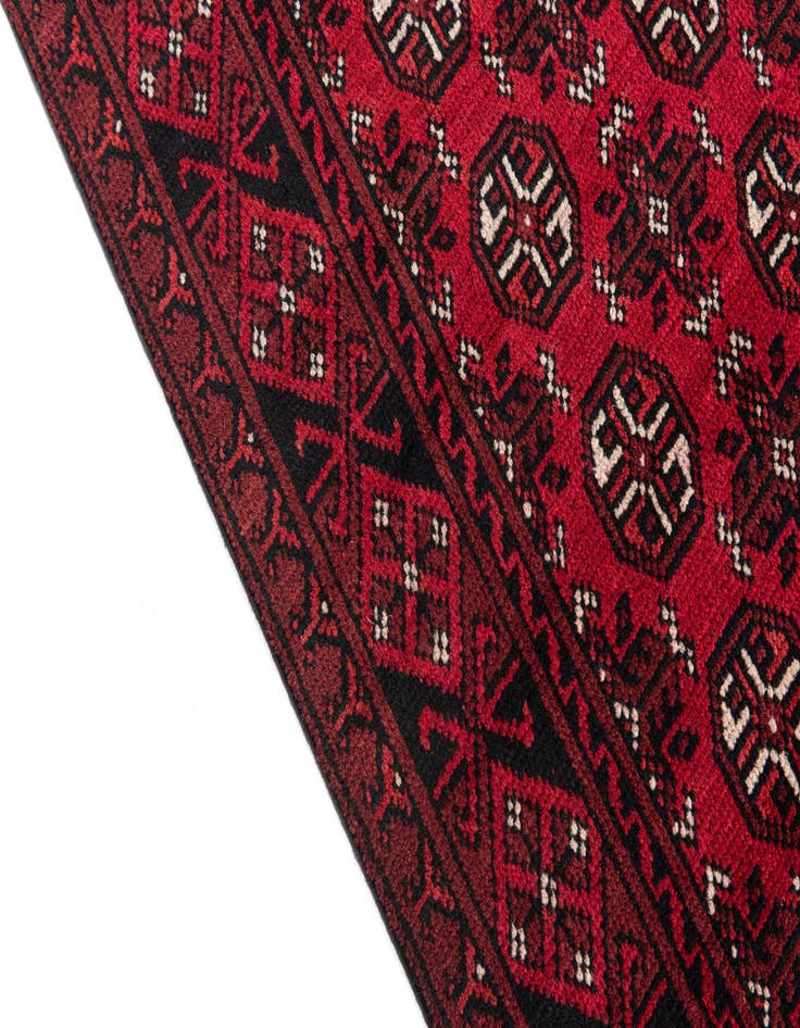 Detail image of 2' 7 x 18' 8  Hand Knotted Afghan Akhche Wool Runner Rug